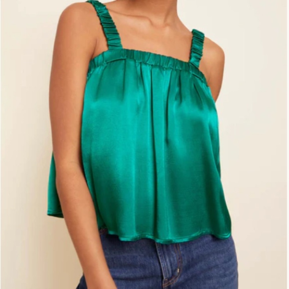 Nation LTD Rivka Satin Effect Tank in Emerald Green - Picture 2 of 6